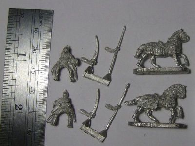 Khurasanian Ghilman Cavalry
Ghilman cavalry from Khurasan Miniatures figure code KM1 for a wide variety of Eastern Islamic troops such as Khurasanians, Ghaznavids, Buyid and Daylami Dynasties, Abbasid, Great Seljuk, and any Ghilman/Mamluk, Persian troops before the the European Crusaders influenced Muslim armour and dress styles. 
For painting tips [url=http://khurasanminiatures.tripod.com/khurasanian-background.html]click here[/url]. 
Keywords: ghaznavid dailami, abbasid seljuk, ayyubid mamluk,