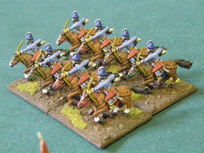 Szeckeler Light Horse bowmen
Photo taken at BHGS Doubles Oxford 2009 - from the army used by Andy Ellis & Bob Amey
Keywords: lrussian lpolish lserbian lhungarian eefcav