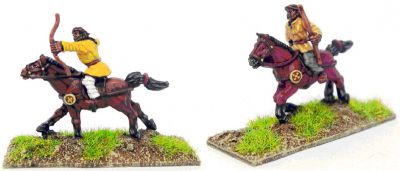 Kushan/Indo-Saka/Eastern Parthian lower class light cavalry, bow, pullover shirt/tunic (x 8)
Graeco bactrians from [url=http://khurasanminiatures.tripod.com/kushan.html]Khurasan[/url], painted by [url=http://www.ravenpainting.co.uk/]Raven painting[/url] 
Keywords: GRAECO skythian parthian hunnic