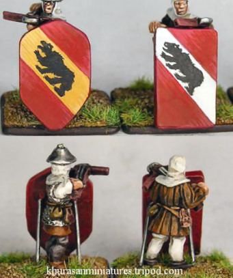 Swiss Pavises
Swiss from [url=http://khurasanminiatures.tripod.com]Khurasan Miniatures[/url], pics with permission of the manufacturer
Keywords: Swiss medfoot