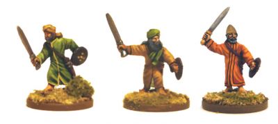 8-11th Century Arabs KM-1002 Infantry/Ghazis, sword and shield (x 12)
Arabs from [url=http://khurasanminiatures.tripod.com/arab.html]Khurasan[/url], painted by Richard Lowles
Keywords: arabfoot arabcav umayyad, seljuk, ayyubid arabconquest, abbasid Turks, hindu
