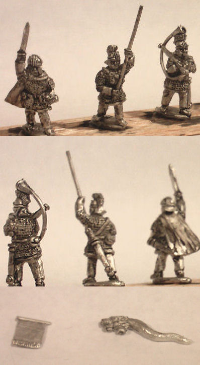 LIR Armoured infantry command, ridged helmet, chainmail 
From [url=http://khurasanminiatures.tripod.com/ranges.html#C11] Khurasan Miniatures [/url] LIR Armoured infantry command, ridged helmet, chainmail (includes one armoured infantryman, x 4)
Keywords: LIR EIR