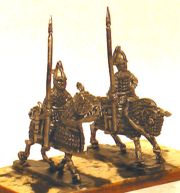 LIR Clibanarii very heavily armoured cavalry 
Figures from [url=http://khurasanminiatures.tripod.com/]Khurasan Miniatures[/url], pictures reproduced with their permission. LIR Clibanarii very heavily armoured cavalry on armoured horses (x 2)
Keywords: LIR palmyran