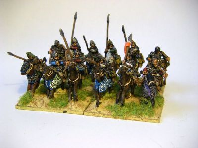 Alan & Sarmatian Cavalry
Alans & Sarmatians from [url=http://khurasanminiatures.tripod.com/sarmatian.html]Khurasan Miniatures[/url], including the odd Avar noble (anyone with a flag). Painted by me.
Keywords: alan sarmatian avar saka bosporan
