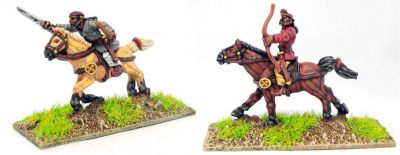 Kushan/Indo-Saka/Eastern Parthian upper class light cavalry
Figures from [url=http://khurasanminiatures.tripod.com/]Khurasan Miniatures[/url], pictures reproduced with their permission. Kushan/Indo-Saka/Eastern Parthian upper class light cavalry, bow and sword, foldover coat as painted and based by [url=http://www.ravenpainting.co.uk/]Raven Painting. [/url]
Keywords: saka parthian sassanid