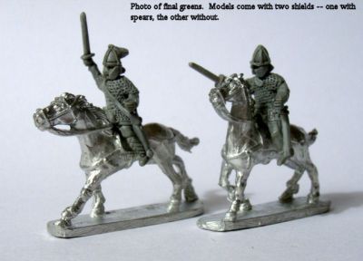 LIR Heavy cavalry spatha
Figures from [url=http://khurasanminiatures.tripod.com/]Khurasan Miniatures[/url], pictures reproduced with their permission. LIR Heavy cavalry spatha, chainmail and spangenhelm (x 2)
Keywords: LIR