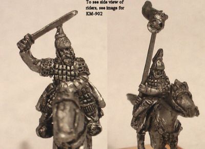 Avar Command, Commander and Draco Bearer
From [url=http://khurasanminiatures.tripod.com/ranges.html#C11] Khurasan Miniatures [/url] Avar Command, Commander and Draco Bearer, Unarmoured Horses (x 2)
Keywords: avar saka alan esarmatian Gothcav