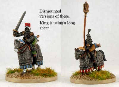 Tibetan Generals
Tibetans from [url=http://khurasanminiatures.tripod.com/tibetan.html]Khurasan[/url], photos provided by the manufacturer. Painted by [url=http://www.steve-dean.co.uk/]Steve Dean[/url] Painting Service.
Keywords: Tibet