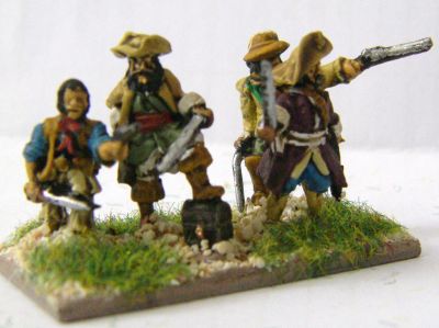 Pirate Infantry
Pirate figures. In this picture you have mostly Blue Moon with additional figures from  Grumpys (far left) and at the back on the right an Aces Edizione from Vexillia
Keywords:  Pirate