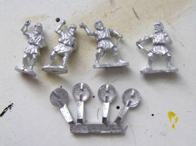 Unpainted Xyston Numidian Skirmishers
New castings from Xyston - review samples, photographed as received. They could easily be any generic ancient skirmisher methinks - all have beards though. 
Keywords: numidian hskirmisher jewish