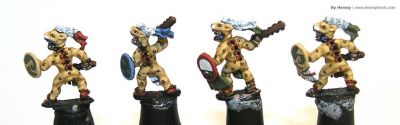Aztec warriors - Jaguar Knights
Aztecs painted by [url=http://www.heresybrush.com/]Heresy Brush[/url] from Spain. 
Keywords: aztec