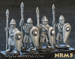 Norman Pedites or mercenary spearmen. 4 variants.
New Normans from Baueda, sculpted by M Campagna. Pictures with permission of [url=http://www.vexillia.ltd.uk]Vexillia[/url] 
Keywords:  Norman crusader 