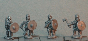 Viking Armoured Huscarls 
The former 50-Paces range. Photos provided by the manufacturer [url=http://www.baueda.com]Baueda[/url]. Figure codes as per illustration or filename. Pack of 8 figures (four different poses):
Keywords: Viking