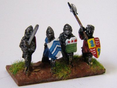 New Era Donnington Medieval  Men at Arms
"New Era" figures from [url=http://www.donnington-mins.co.uk/]Donnington[/url], from their medieval range. Dismounted medieval infantry and men at Arms with various weapons
Keywords: medfoot
