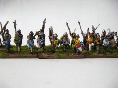 Medieval Foot with mixed weapons
New Era ranges from [url=http://www.donnington-mins.co.uk/]Donnington[/url]. These are a mix of the Swiss, Low Countries and 100YW Men at Arms ranges
Keywords: medfoot swiss lcountries