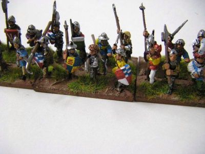 Medieval Foot 
New Era ranges from [url=http://www.donnington-mins.co.uk/]Donnington[/url]. These are a mix of the Swiss, Low Countries and 100YW Men at Arms ranges
Keywords: medfoot swiss lcountries emscandinavian