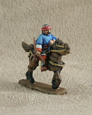 DMC14 Persian Asawira Cavalry
From Donningtons Arab range. Pictures with permission of the [url=http://shop.ancient-modern.co.uk/arabs-76-c.asp]Donnington Miniatures[/url] and painted by their painting service. Tunic over mail coat, leg splints, holding bow, turbaned cap (also suitable for Late Sassanids)
Keywords: abbasid arab ayyubid bedouin berber fatimid mamluk seljuk umayyad sassanid