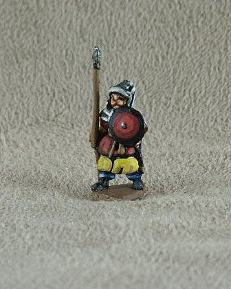 DMF16 Abbasid Empire Abna Spearman
From Donningtons Arab range. Pictures with permission of the [url=http://shop.ancient-modern.co.uk/arabs-76-c.asp]Donnington Miniatures[/url] and painted by their painting service. Spearman long coat, spear, holding javelins behind buckler, turbaned helmet, short cloak


Keywords: abbasid arab ayyubid fatimid mamluk seljuk umayyad