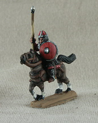 Ottonian Knight in scale
Ottonian range from [url=http://shop.ancient-modern.co.uk]Donnington[/url]  DOC05 Mounted Knight Knight scale hauberk & leggings, spear, helmet, 
 
 
Keywords: ottonian emgerman