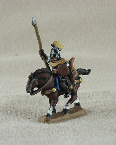 Romano-Byzantine Bucellarius Cavalry
Romano-Byzantines from [url=http://shop.ancient-modern.co.uk]Donnongton[/url] and painted by their painting service.  RBC03 Bucellarius Cavalry mail cuirass, greaves, lance, bow, plumed spangenhelm, buckler
 
Keywords: EBYZANTINE thematic