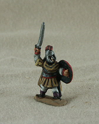 Romano-Byzantine Officer
Romano-Byzantines from [url=http://shop.ancient-modern.co.uk]Donnongton[/url] and painted by their painting service. RBF01 Officer cuirass, pteruges, tunic, trousers, waving sword, crested spangenhelm, shield
 
Keywords: EBYZANTINE thematic