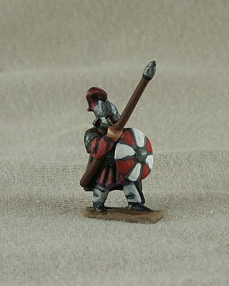 Romano-Byzantine Spearman
Romano-Byzantines from [url=http://shop.ancient-modern.co.uk]Donnongton[/url] and painted by their painting service. RBF05 Spearman cuirass, pteruges, spear, plumed spangenhelm, round shield
 
Keywords: EBYZANTINE thematic