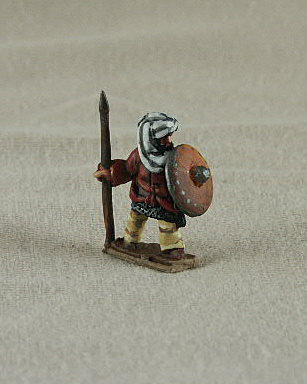 TF04 Iraqi Arab Spearman
Seljuk troops from [url=http://www.donnington-mins.co.uk/]Donnington[/url]. Painted by Donningtons painting service. TF04 Iraqi Arab Spearman
mailshirt under jacket, spear, turs round shield
Keywords: Seljuk fatimid mamluk umayyad ayyubid berber arabfoot