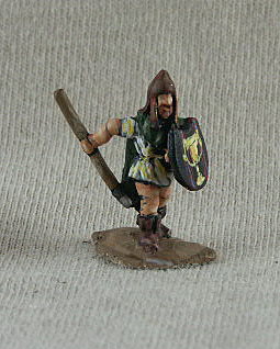 Thracian THF02 Warrior
THracians from [url=http://www.donnington-mins.co.uk/]Donnington[/url], painted by their painting service. 
unarmoured, javelin, running, pelta shield
Keywords: thracian