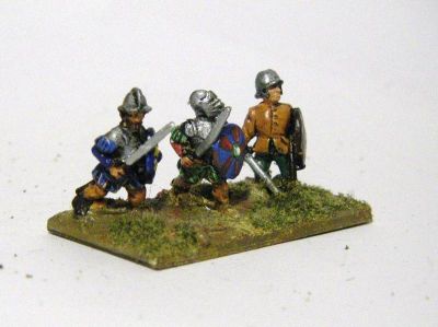 Spanish Sword & Buckler Men
from the [url=http://www.essexminiatures.co.uk/frames15med.html] Essex   Minis [/url]medieval / late medieval (Spanish) ranges 
Keywords: medspanish