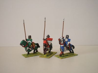 Feudal Mounted Knight with lances 1230-1250 ca 
1195 to 1250 Feudal range from [url=http://www.legio-heroica.com/]Legio Heroica[/url]. Pictures provided by the manufacturer Mounted Knight with lances 1230-1250 ca  - (3 knights/4covered horse variants) lances included
Keywords: efknights crusader latins emgerman