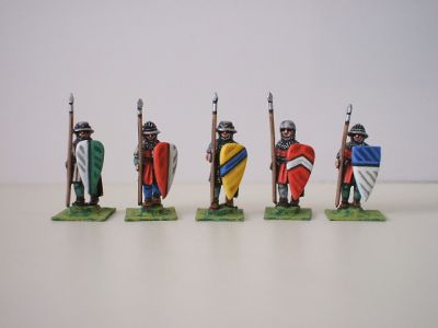 Feudal Infantry Spearmen
1195 to 1250 Feudal range from [url=http://www.legio-heroica.com/]Legio Heroica[/url]. Pictures provided by the manufacturer Heavy infantry 1195-1250 (cervelliere- chapel de f�r) - long shield - 9 variants (just some of them showed)
Keywords: effoot crusader latins emgerman scotsisles