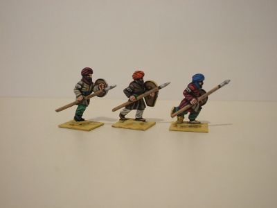 Crusade Era Arab javelinmen with separate shields  - 3 variants 
Arabs from [url=http://www.legio-heroica.com/Musulmani-en.html]Legio Heroica[/url], pics supplied by the manufacturer 
Keywords: Arab fatimid seljuk ayyubid mamluk berber abbasid