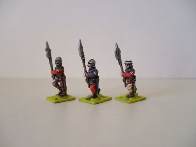1450-90 Swiss Halberdiers - Halberds included -14 variants (just some of them showed)
Swiss from [url=http://www.legio-heroica.com]Legio Heroica[/url] images provided by the manufacturer. Halberdiers - Halberds included -14 variants (just some of them showed)
Keywords: Swiss