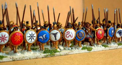 Classical Greek Hoplites from theonetree Painting Service
Hoplites painted by [url=http://www.fieldofglory.net/index.html]theonetree Painting Service[/url] (click that link to go to their site for more info and pics)
Keywords: hoplite hskirmisher