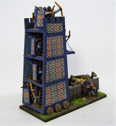 Cyrus' Mobile Tower
A Pendraken 10mm MDF Siege tower with Essex 15mm Crew, and "wallpaper" downloaded from the internet
