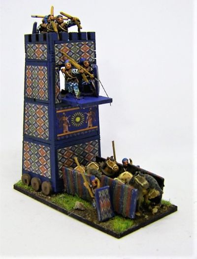 Cyrus' Mobile Tower
A Pendraken 10mm MDF Siege tower with Essex 15mm Crew, and "wallpaper" downloaded from the internet
