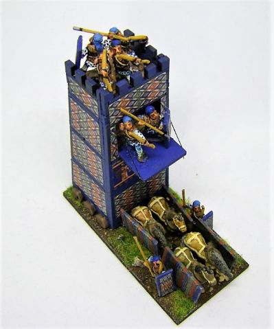 Cyrus' Mobile Tower
A Pendraken 10mm MDF Siege tower with Essex 15mm Crew, and "wallpaper" downloaded from the internet
