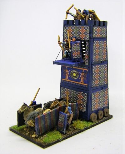 Cyrus' Mobile Tower
A Pendraken 10mm MDF Siege tower with Essex 15mm Crew, and "wallpaper" downloaded from the internet
