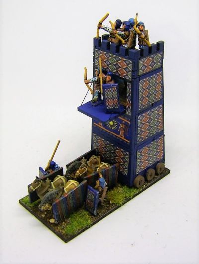 Cyrus' Mobile Tower
A Pendraken 10mm MDF Siege tower with Essex 15mm Crew, and "wallpaper" downloaded from the internet

