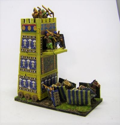 Cyrus' Mobile Tower
A Pendraken 10mm MDF Siege tower with Essex 15mm Crew, and "wallpaper" downloaded from the internet
