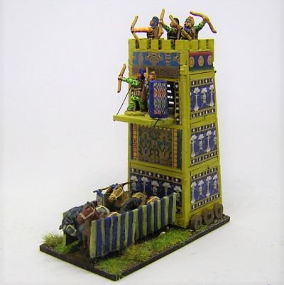Cyrus' Mobile Tower
A Pendraken 10mm MDF Siege tower with Essex 15mm Crew, and "wallpaper" downloaded from the internet
