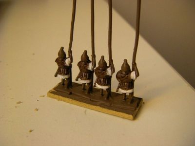 Hellenistic Pikemen
Pikemen being painted - white sleeves as well 
Keywords: HHFOOT Alexandrian