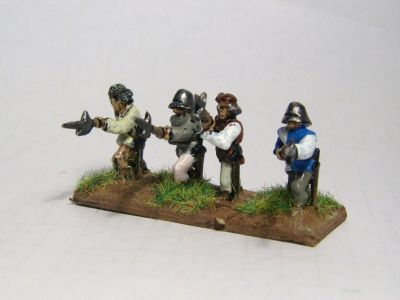 Swiss / Generic halberdiers
Infantry from Roundway Miniatures Swiss range. Nice clearly cast figures which are simple, but paint up quickly and quite nicely
Keywords: Swiss medgerman Medfoot