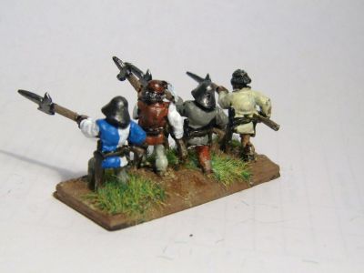 Swiss / Generic halberdiers
Infantry from Roundway Miniatures Swiss range. Nice clearly cast figures which are simple, but paint up quickly and quite nicely
Keywords: Swiss medgerman Medfoot