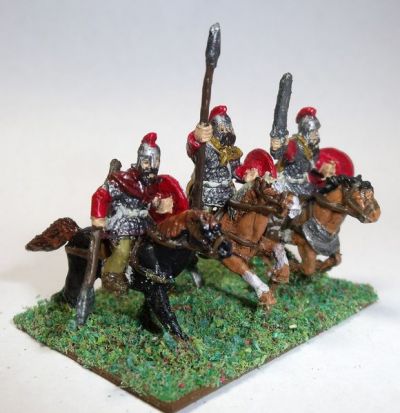 Romano-British Cavalry 
Splintered Light’s Romano British figures. They are either the RB-code light cavalry or the RB-code armoured cavalry. Pictures and figures kindly provided by Keith Lowman
Keywords: LIR Romanobritish, SRB