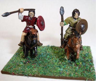 Romano-British Cavalry 
Splintered Light’s Romano British figures. They are either the RB-code light cavalry or the RB-code armoured cavalry. Pictures and figures kindly provided by Keith Lowman
Keywords: LIR Romanobritish, SRB