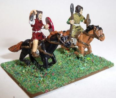 Romano-British Cavalry 
Splintered Light’s Romano British figures. They are either the RB-code light cavalry or the RB-code armoured cavalry. Pictures and figures kindly provided by Keith Lowman
Keywords: LIR Romanobritish, SRB