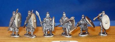 Romano-British  Armoured Spearmen with crests 
Romano-British from [url=http://www.splinteredlightminis.com]Splintered Light[/url]. Photos with kind permission of the manufacturer. 
Keywords: Romano LIR