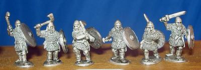 Saxon heavy infantry with swords and axes
Saxons from [url=http://www.splinteredlightminis.com]Splintered Light[/url]. Photos by permission of the manufacturer. 
Keywords: saxon