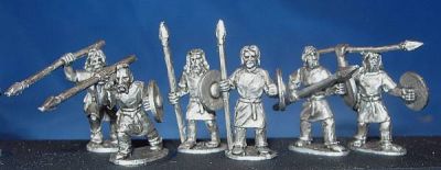 Scots-Irish warriors in tunics
Scots Irish from [url=http://www.splinteredlightminis.com/scotirish.html]Splintered Light[/url] Photos with permission of the manufacturer. 
Keywords: Scots-Irish pict
